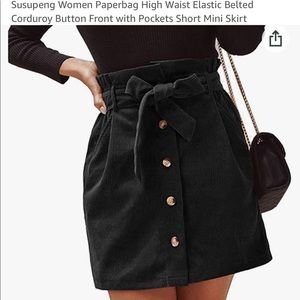 Paper-bag Highwaisted Corduroy Skirt